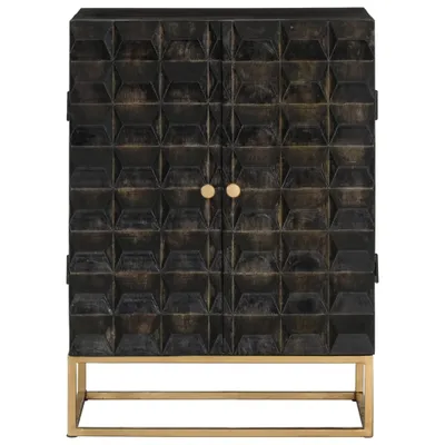 Produktbild von vidaXL Sideboard Schwarz 55x34x75 cm Massivholz Mango und Eisen