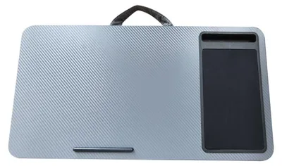 Produktbild von Mobiler Laptopständer mit Mauspad und Smartphone-Halterung, grau, für Notebooks bis 17 Zoll
