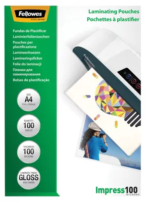Obrázek produktu pro Fellowes laminovací fólie Impress 100 5351111 DIN A4 tr 100 ks / balení.