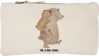 Produktbild von Mr. & Mrs. Panda Kulturbeutel Papa Bär Größe S Klein - Weiß - Geschenk, Schlampermäppchen, Schminktasche, Federmappe, Vatertag, Etui, kosmetiktäschchen, Muttertag