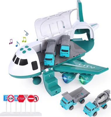 Image de Police avion voiture jeu jouet ensemble avion jouet pour les garçons filles enfants, vert