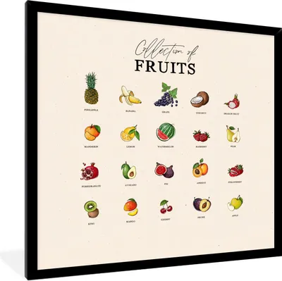 Produktbild von MuchoWow® Gerahmtes Poster Obst - Lebensmittel - Küche 40x40 cm - Poster mit Schwarzem Bilderrahmen Wandposter Rahmen Foto Bilder - Mit Rahmen - Wanddekoration Schlafzimmer