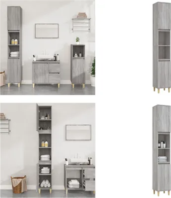 Produktbild von vidaXL Badschrank Grau Sonoma 30x30x190 cm Holzwerkstoff - Badezimmerschrank - Badezimmerschränke - Badezimmermöbel - Badmöbel