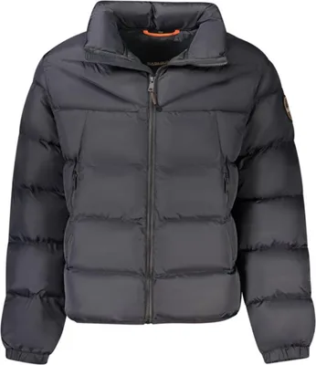 Produktbild von Herren Schwarze Jacke mit Reißverschluss und Applikation aus recyceltem Material