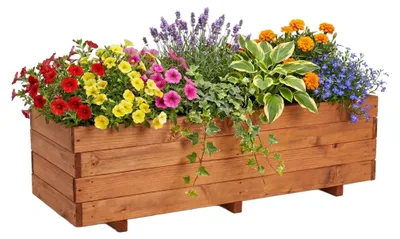 Produktbild von IvoQ Pflanzkasten aus Holz – 120x40x32 cm – Massives Holz – Wetterfest – Für Terrasse, Garten oder Balkon