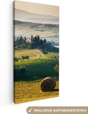 Produktbild von MuchoWow® - Leinwandbilder - Toskana - Landschaft - Grün, Wandbild, Wanddeko Bilder Wohnzimmer, 20x40 cm