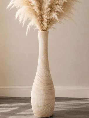 Bodenvase, Paulowniaholz, 55,9 cm, Beige, Boho-Bauernhaus