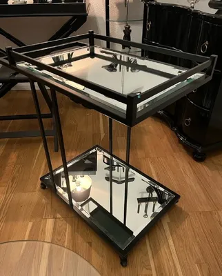 Produktbild von Casa Padrino Luxus Servierwagen Schwarz 78 x 46 x H. 79 cm - Hotel Restaurant Gastronomie Trolley - Luxus Hotel Restaurant Gastronomie Accessoires - Luxus Möbel
