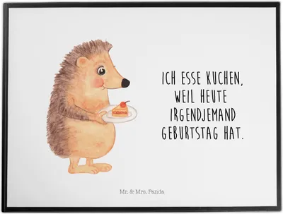 Produktbild von Mr. & Mrs. Panda Schreibunterlage Igel Kuchenstück - Weiß - Geschenk, Tiere, tischpad, Kuchen Backen, schreibtischunterlage, bastelunterlage, Schreibtischauflage, Torte