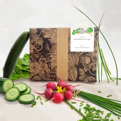 Produktbild von Das Biergarten-Set (Bio) - Samen-Geschenkset mit 5 herzhaften Brotzeitpflanzen für den Vatertag