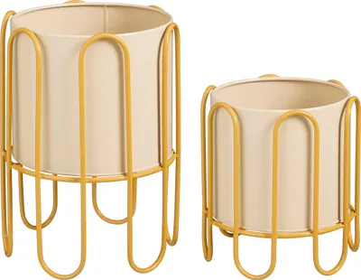 Zdjęcie produktu dla Mica Decorations Dione Stojak na rośliny – zestaw 2 sztuk – doniczka na kwiaty i rośliny domowe – do użytku wewnątrz pomieszczeń – żelazo – brązowy