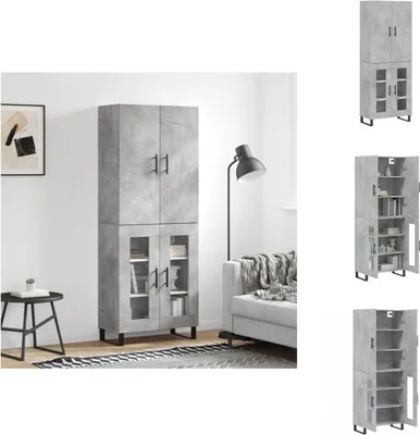 Produktbild von vidaXL Highboard Betongrau 69,5x34x180 cm Holzwerkstoff -  Sideboards