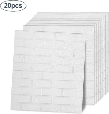 Obrázek produktu pro Jiubiaz 20 ks 3D tapety na zeď Panely na zeď Tetování Samolepicí 3D cihla cihla Nástěnná samolepka Bílá 70 x 77 cm