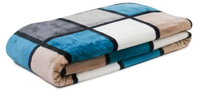 Produktbild von GÖZZE Antigua Cashmerefeeling Wohndecke flauschige wärmende Mikrofaser-Kuscheldecke mit Karomuster Aqua / Taupe / Petrol 150 x 200 cm