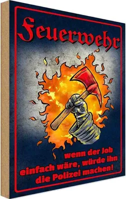 Produktbild von vianmo Holzschild 30x20 cm Feuerwehr wenn Job einfach wäre Beruf Arbeit