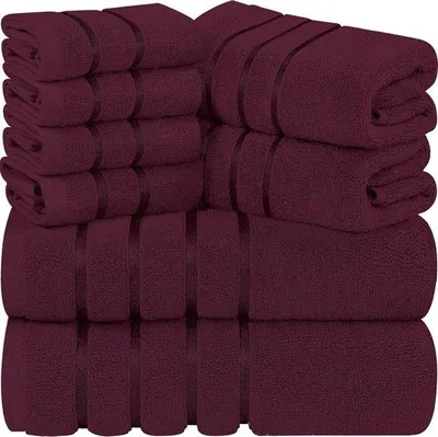 Productafbeelding van Unyqoos® Set van 8 katoenen handdoeken – 2 badhanddoeken (69 x 137 cm), 2 handdoeken (41 x 71 cm), 4 washandjes (30 x 30 cm) | 100% ringgesponnen katoen, 600 g/m², zeer absorberend