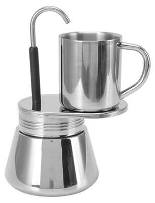 Produktbild von Moka Pot – Kaffeemaschine für eine Tasse – Edelstahl – Geeignet für den Einsatz im Freien – Im italienischen Stil – Mini-Kaffeemaschine