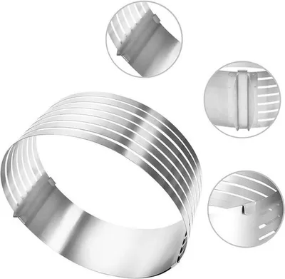 Verstellbarer Tortenringschneider 25-30CM - Edelstahl Rund Niveau für Gebäck, Mousse und Brotbacken