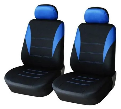 Obrázok produktu pre 1+1 univerzálne poťahy na predné sedadlá, poťahy na sedadlá do osobných áut/autobusov/mikrobusov, textilné, modro-čierne