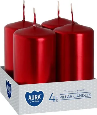 Zdjęcie produktu dla Świeca wotywna BISPOL Aura 9H 8CM SW40/80 CZERWONY METALIK 4szt.