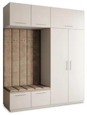 Produktbild von Masseno Garderobe-Set REMA 200/240/60 cm Modern Garderobenschrank Kaschmir, Veloursstoff MONOLITH 09 (Beige)