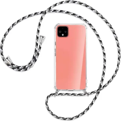 Produktbild von Handykette Backcover-Schutzhülle mit Band (Metall silberfarben) für Google Pixel 4 - schwarz/grau/weiß