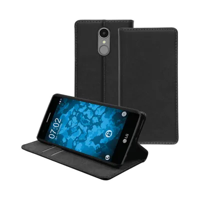 Produktbild von PhoneNatic Kunst-Lederhülle kompatibel mit LG K8 2017 - Book-Case schwarz + 2 Schutzfolien
