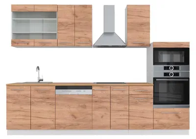 Produktbild von Küchenzeile Vicco Fame-Line Goldkraft Eiche/Weiß 300 cm mit Hochschrank, AP Eiche, Model 42657