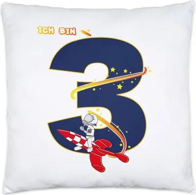 Produktbild von Ich Bin 3 Kissen Inkl. Füllung 3. Geburtstag Weltall Astronaut Fans Rakete Geschenkidee 3 Jahre Alt