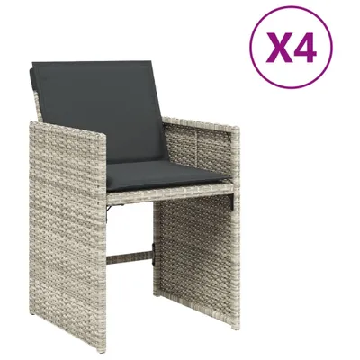 Produktbild von vidaXL Gartenstühle mit Kissen 4 Stk. Hellgrau Poly Rattan