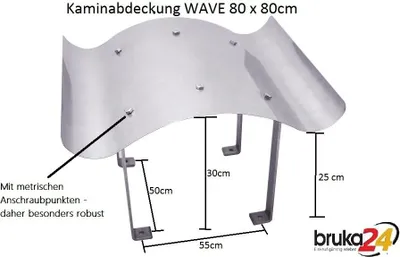 Produktbild von Massive Edelstahl 80 x 80 cm Schornsteinabdeckung Kaminhaube Kaminabdeckung Kaminblech