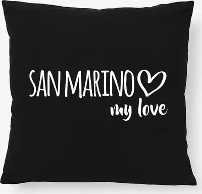 Produktbild von Huuraa Kissen San Marino my love 40x40cm mit Füllung Black Baumwolle Dekokissen Geschenkidee