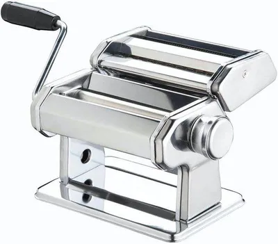 Immagine prodotto di Macchina per la pasta manuale con 9 impostazioni di spessore e doppio sistema di taglio in acciaio (colore argento)
