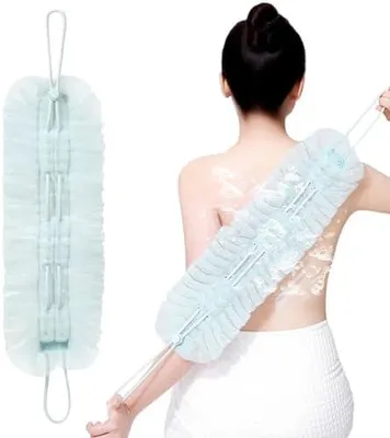Produktbild von Kombination aus Duschpuschel und Rückenpeelingbürste, Peeling-Netz-Duschball zur Körperreinigung für Männer, Frauen und alle Altersgruppen