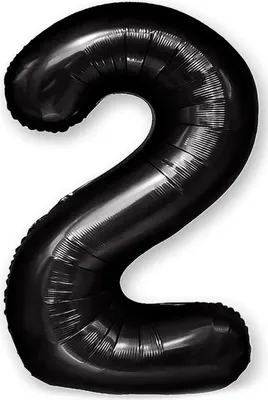 Productafbeelding van Folieballon, cijfer 2, zwart, 100 cm