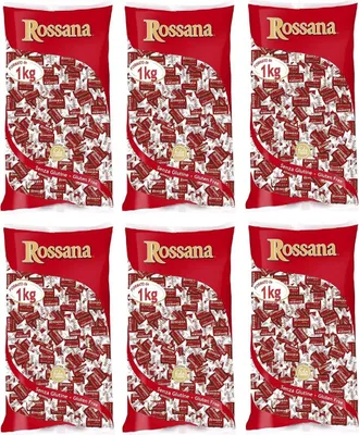 Produktbild von 6x Rossana al Cocco Caramelle Candies Bonbon Lollies Hartbonbons mit cremiger Füllung auf Basis von Milch und Kokosnuss,Glutenfrei 1Kg Beutel + Italian Gourmet Polpa di Pomodoro 400g Dose