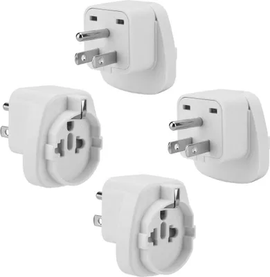 Produktbild von Intirilife 4x Steckdosen Adapter in WEISS – 4er Set Typ B auf EU Schuko Steckdosen Stromadapter Reisestecker  für z.B. Amerika, Japan, Kanada, Thailand – Typ B Reiseadapter Netzstecker Converter