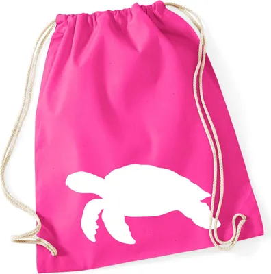 Produktbild von Huuraa Turnbeutel Schildkröte Silhouette 12 Liter Fuchsia Baumwolle Rucksack Geschenkidee