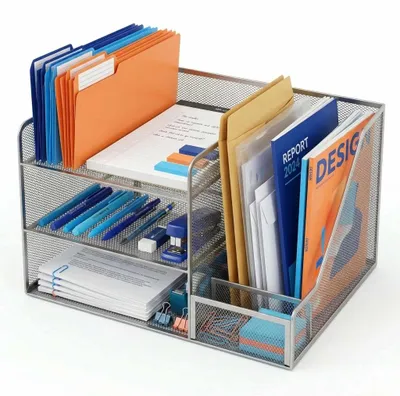 Obrázek produktu pro Organizér na stůl, kovová síťovina, 5 přihrádek