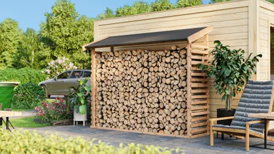 Produktbild von Kaminholzunterstand Karibu 226,2 x 60,4 x 183,8 cm natur