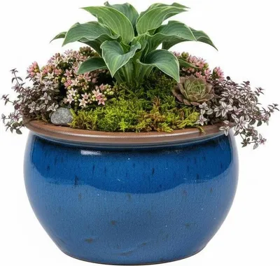 Image de Bac à plantes Pot de fleurs « Bavaria » 33 cm bleu royal