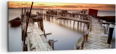 Produktbild von Bild auf Leinwand - Leinwandbild - Brücke Boot Meer - 120x50cm - Wand Bild - Wanddeko - Wandbilder - Leinwanddruck - Bilder - Kunstdruck - Wanddekoration - Leinwand bilder - Wandkunst - AB120x50-3807