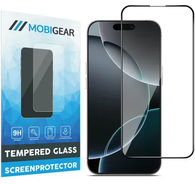 Produktbild von Mobigear Premium Schutzglas für iPhone 16 Pro – Gehärtetes Glas – Displayschutz – Kompatibel mit Hüllen – Schwarz