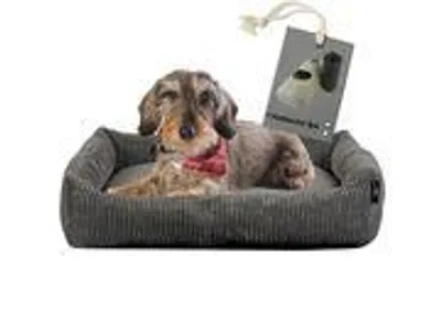 Produktbild von Rohrschneider Hundebett waschbar für kleine und mittelgroße Hunde mit Hundekissen Cord inkl. Gassibeutel, Farbe:grau, Muster:Cordstoff breit