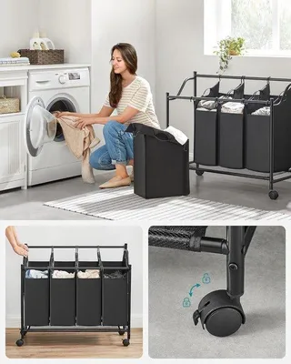 Produktbild von Schwarzer Spielzeugbehälter 140l mit 4 Taschen und Rädern