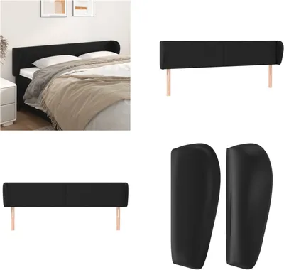 Image de vidaXL Tête de lit avec oreilles Noir 183x23x78/88 cm Similicuir - Tête de lit - Têtes de lit - Tête de lit