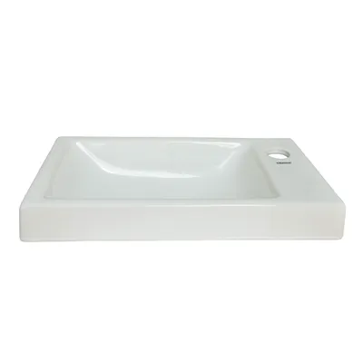 Produktbild von Kerra Einbauwaschbecken Rimini rechts weiß glänzend mit Hahnloch