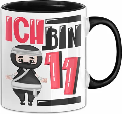 Produktbild von 11. Geburtstag Geschenk Tasse BecherJungs Mädchen Geburtstagsgeschenk Ninja Ich Bin 11 (Schwarz)