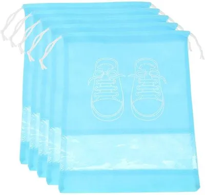 Immagine prodotto di Set di 5 sacchetti per scarpe traspiranti - 30 x 43 cm - tessuto resistente - con finestra trasparente - sacchetti per scarpe