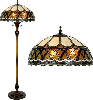 Image de Clayre & Eef Lampadaire Tiffany Ø 56x164 cm Marron Beige Verre